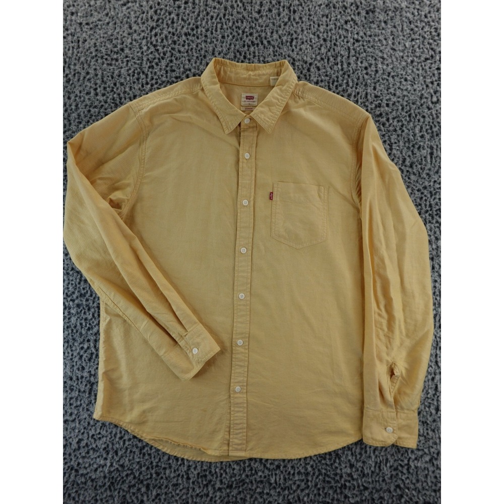 LEVIS Shirt Mens L Oxford Button Down Long Sleeve Cotton Yellow‎